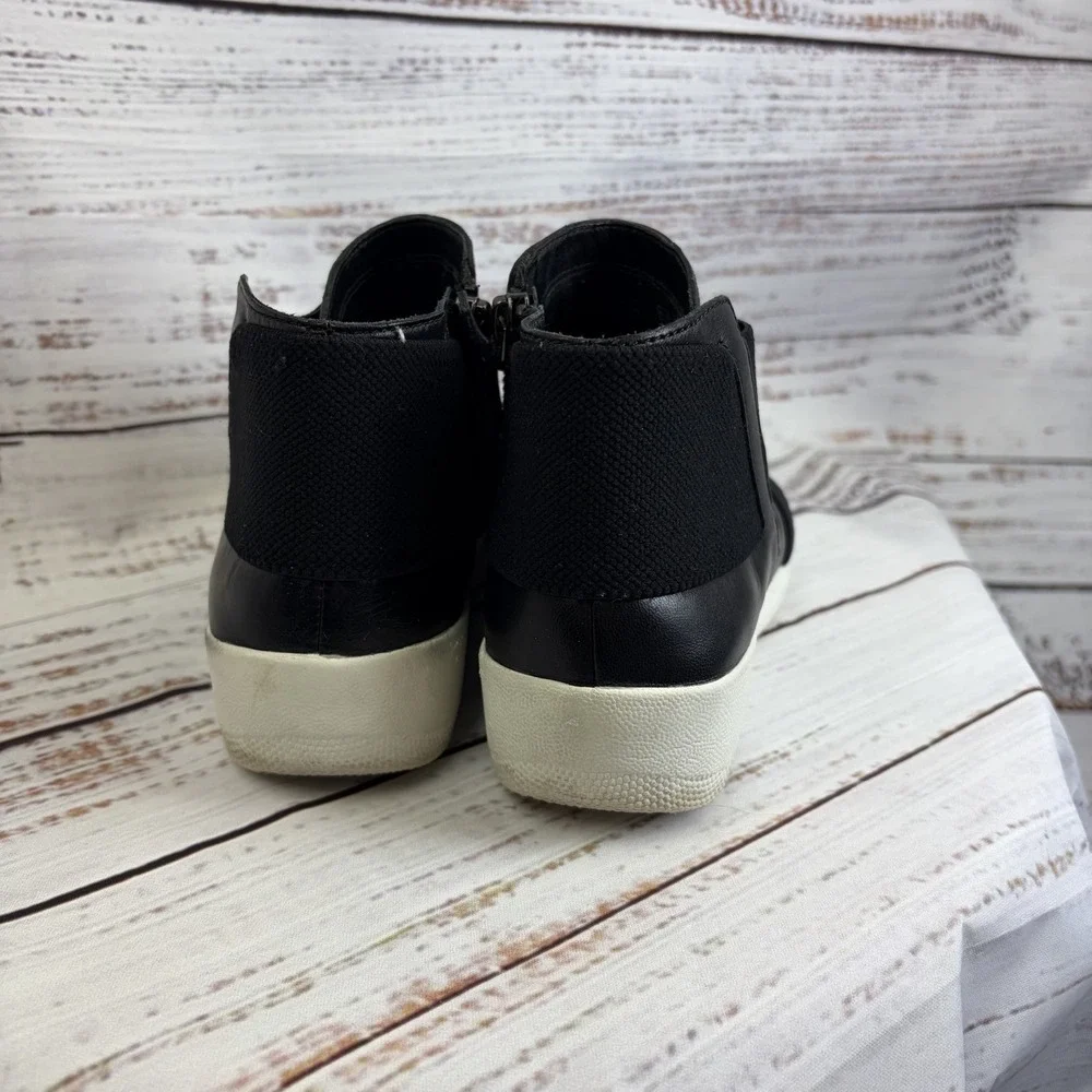 Fitflop Boots 6.5‎ Womens Black Superflex Leather Bootie Wedge Round Toe Low Zip